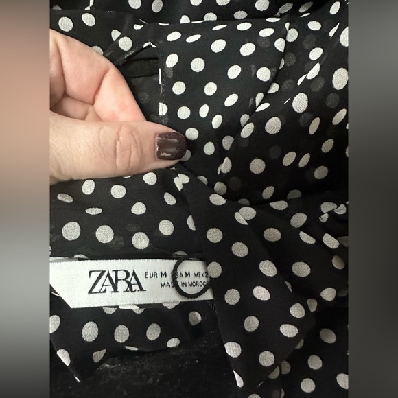 NEW Zara Polka Dot Belted Long Sleeve High Neck Maxi Dress M - Picture 9 of 9